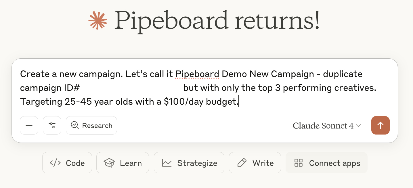 Campaign creation strategy example